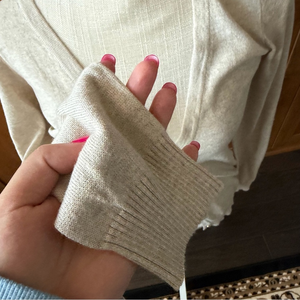 Ohmg! || beige v neck knit cardigan - Picture 3 of 8